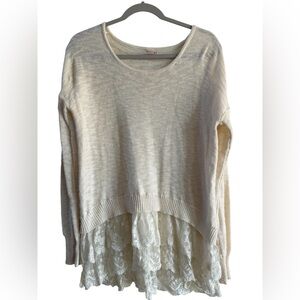 Mossimo Cream Lace-Hem Women's Sweater